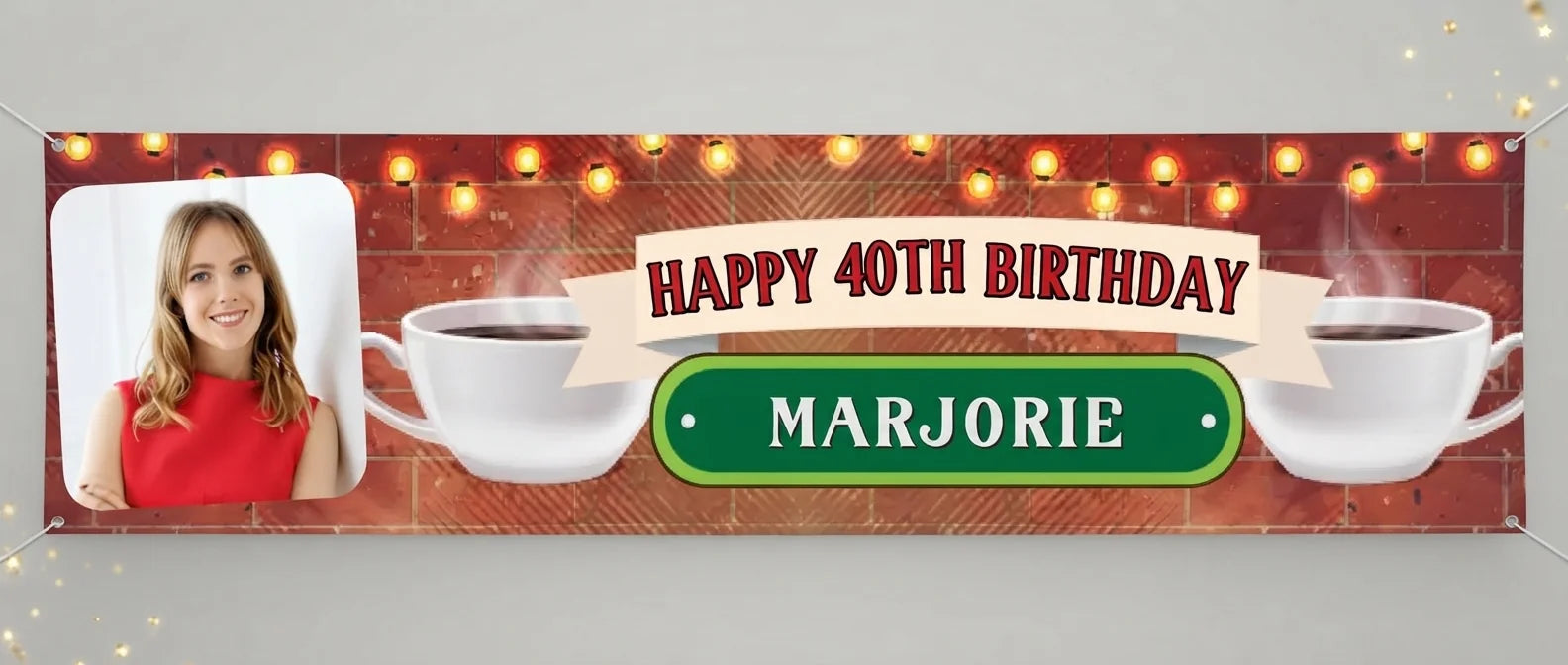 Personalised F.R.I.E.N.D.S. Birthday Party Banner displayed against a plain studio background