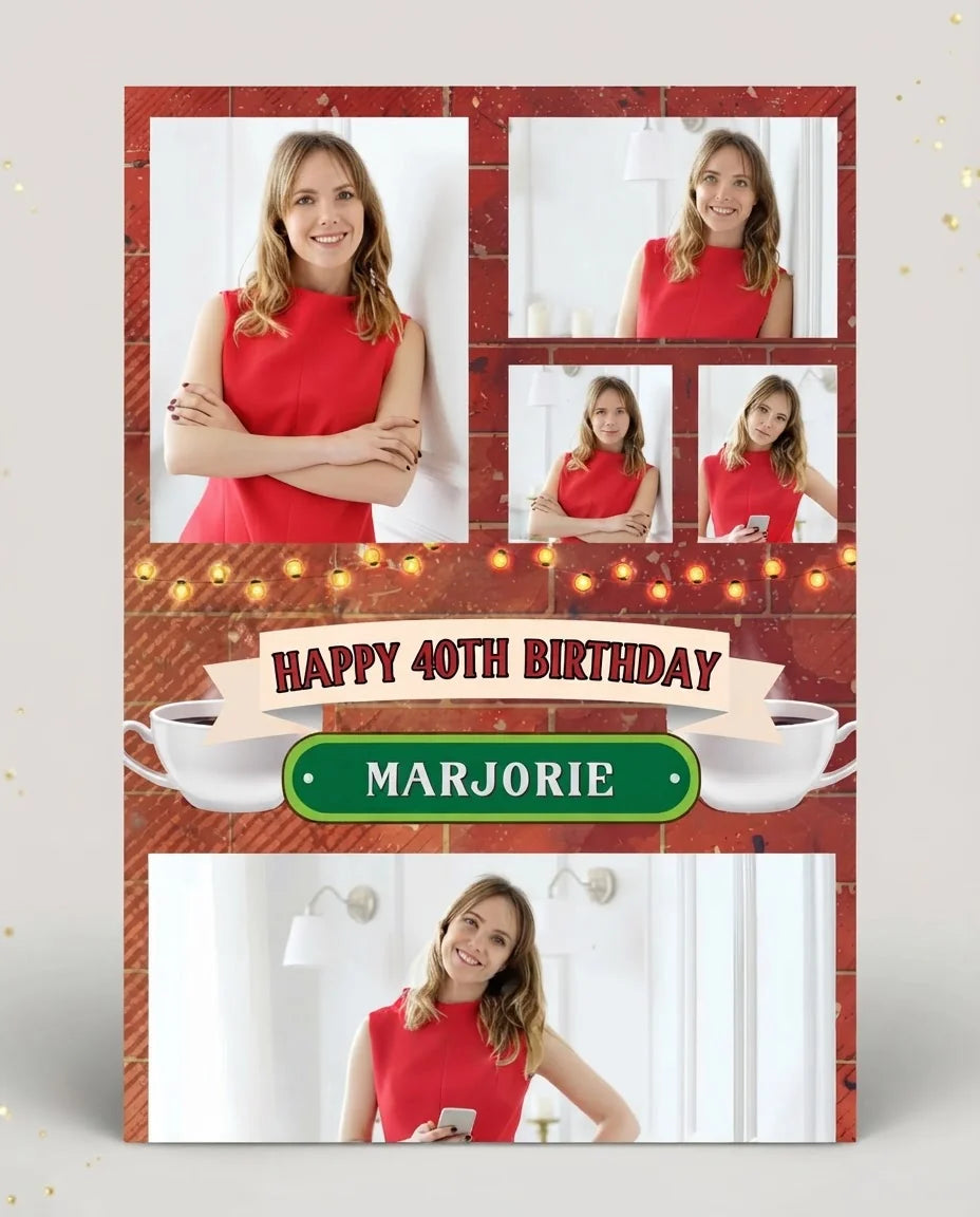 Personalised F.R.I.E.N.D.S. Birthday Party Mega Card displayed against a plain studio background