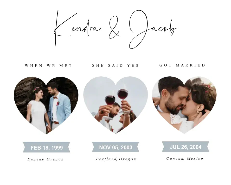 Three Hearts Together Collage Canvas