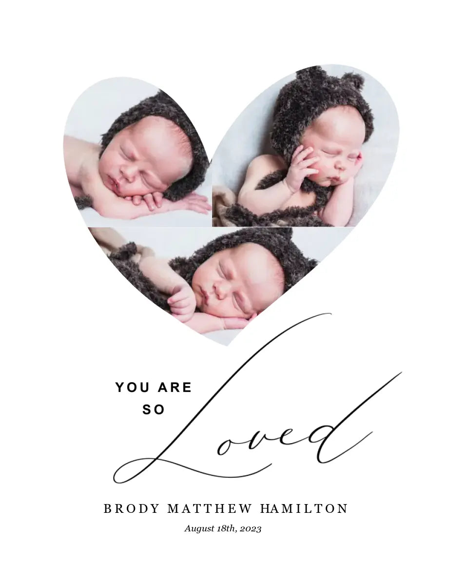 Newborn Photo Collage - So Loved Canvas