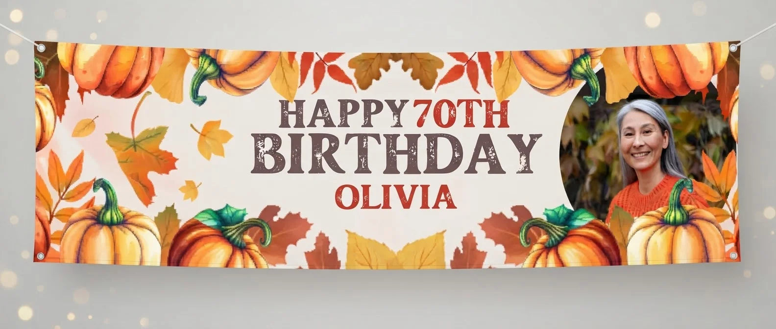 Personalised Pumpkin Theme Birthday Party Banner displayed against a plain studio background