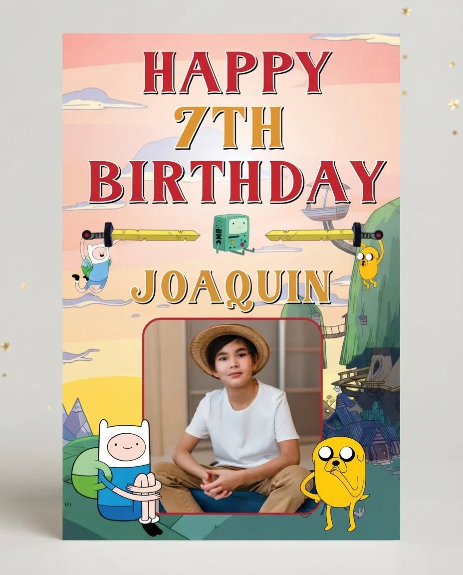 Personalised Adventure Time Mega Card displayed against a plain studio background