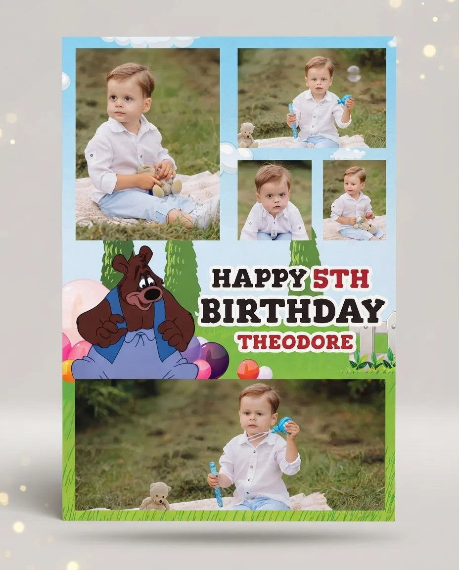 Personalised Barney Bear Mega Card displayed against a plain studio background