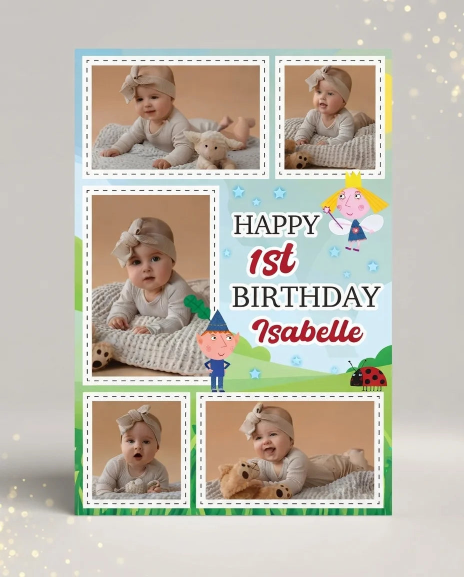 Personalised Ben and Holly Mega Card displayed against a plain studio background