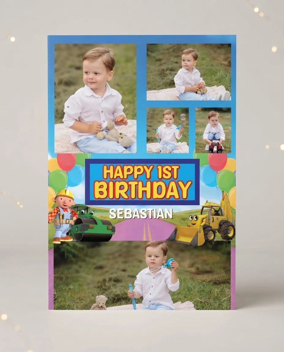 Personalised Bob The Builder Mega Card displayed against a plain studio background