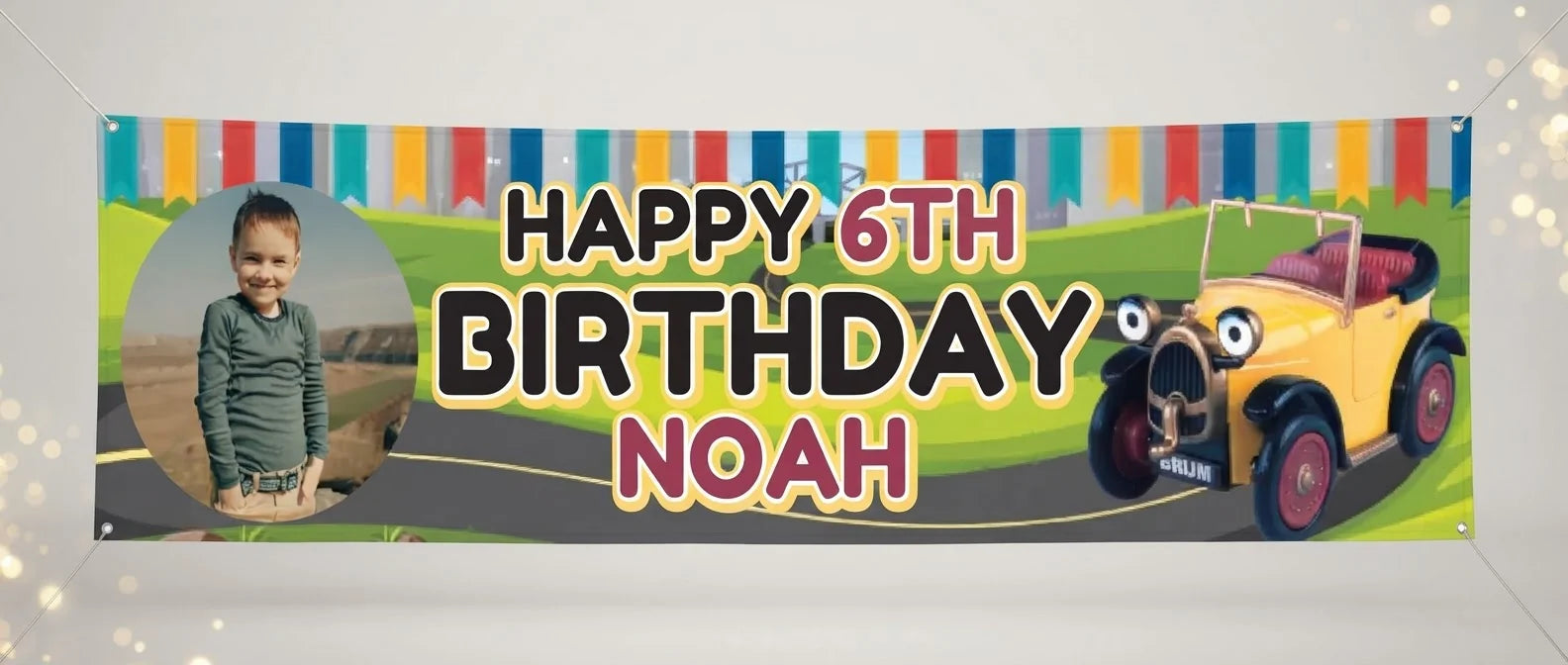 Personalised Brum Birthday Banner displayed against a plain studio background