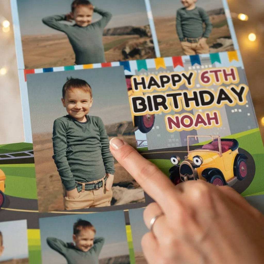 Close-up of the personalised name and photo printed on the Brum Mega Card