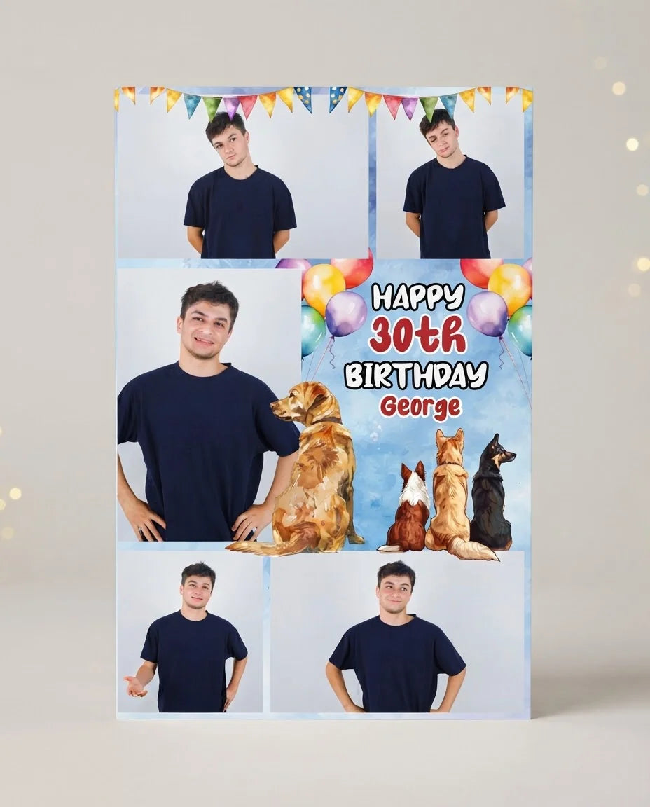 Personalised Dog Lover Birthday Party Mega Card displayed against a plain studio background