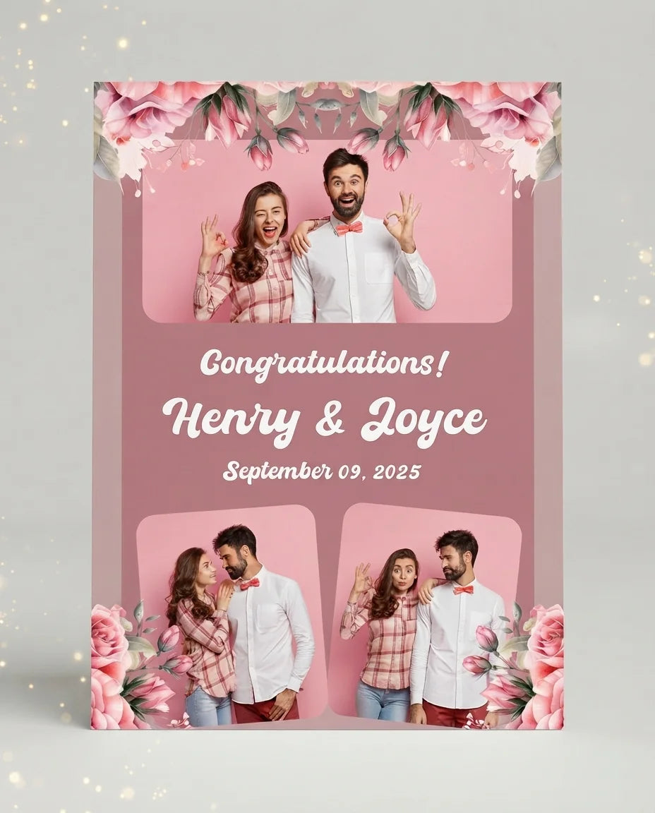 Personalised Elegant Dusty Pink Theme Wedding Mega Card displayed against a plain studio background