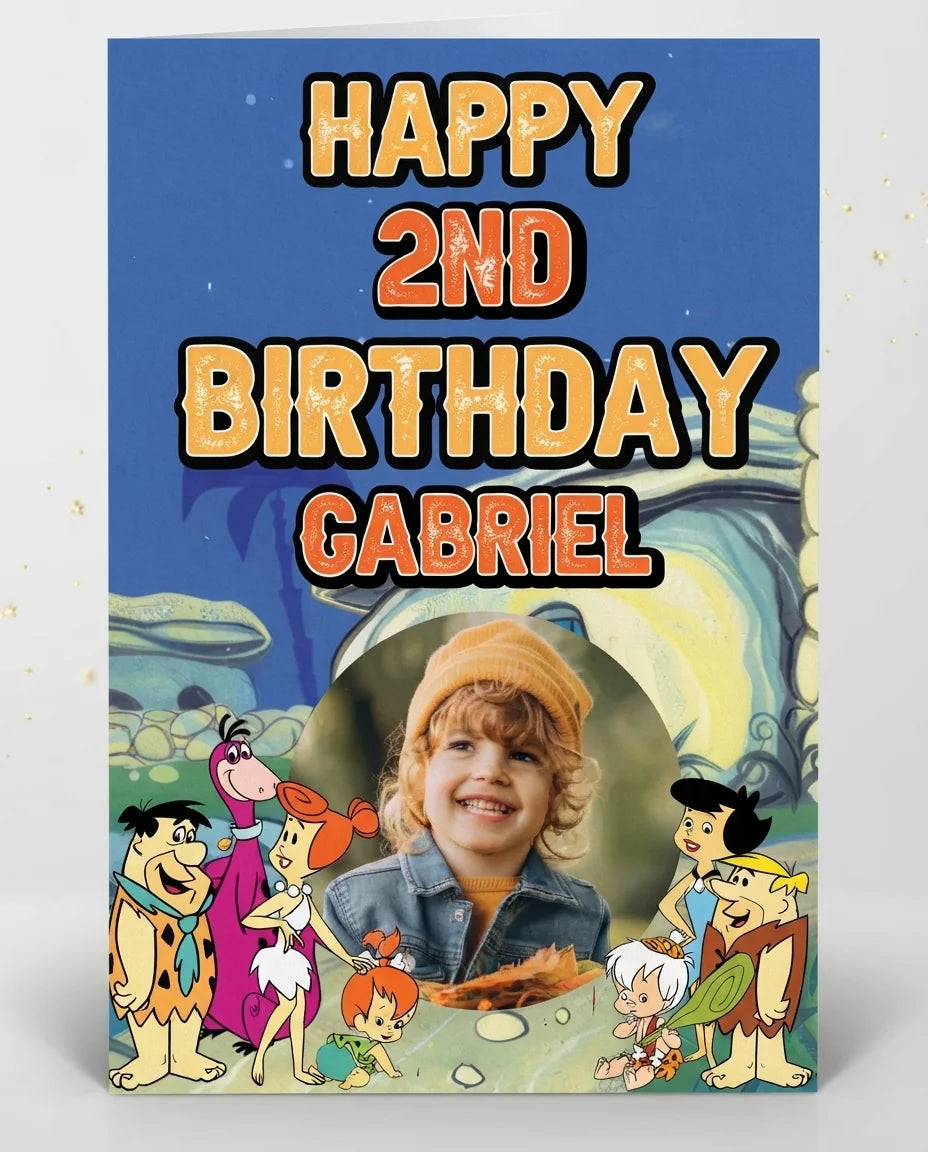 Personalised Flintstones Mega Card displayed against a plain studio background