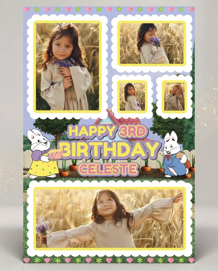 Personalised Max and Ruby Mega Card displayed against a plain studio background