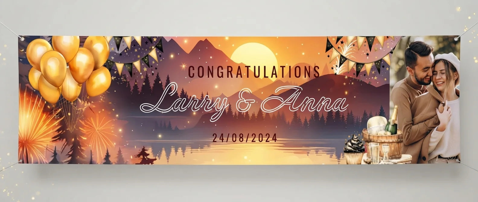 Personalised New Year Wedding Banner displayed against a plain studio background