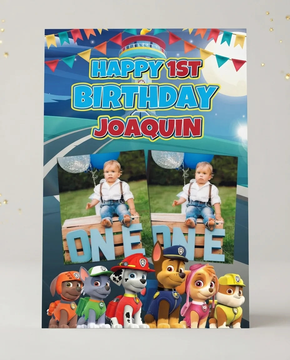Personalised Paw Patrol Mega Card displayed against a plain studio background