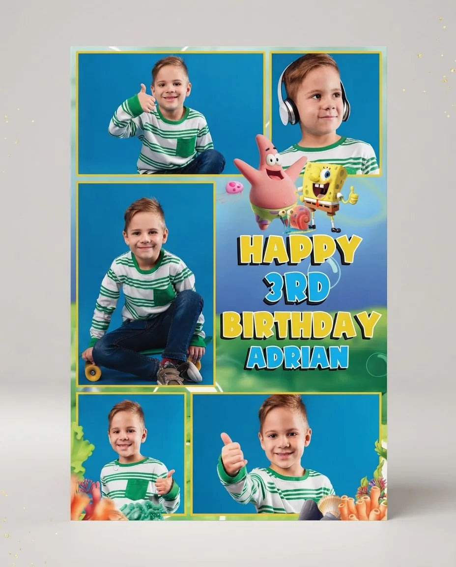 Personalised Spongebob Mega Card displayed against a plain studio background