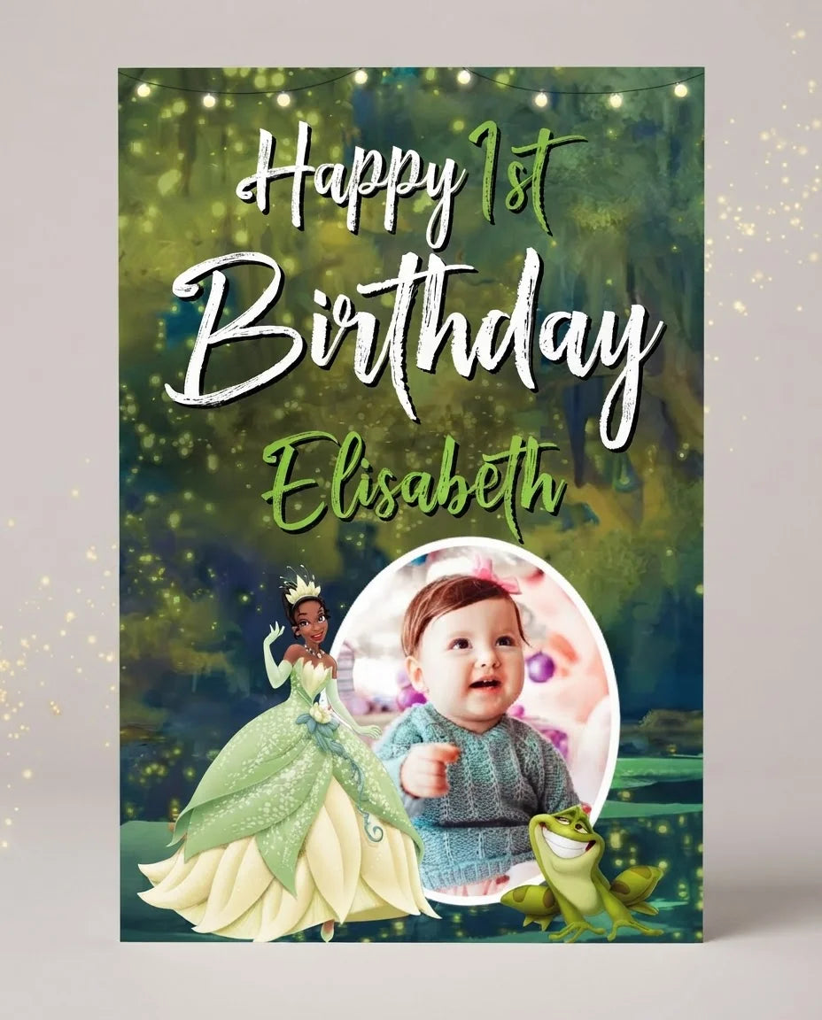 Personalised The Princess and The Frog Mega Card displayed against a plain studio background