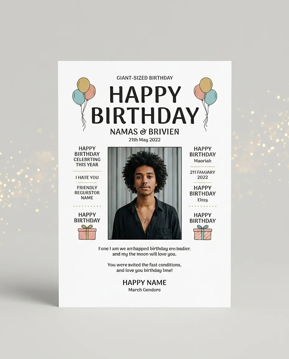 Personalised Slime Theme Birthday Party Mega Card displayed against a plain studio background