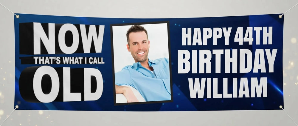 Personalised Now That's What I'll Call Old Birthday Banner displayed against a plain studio background