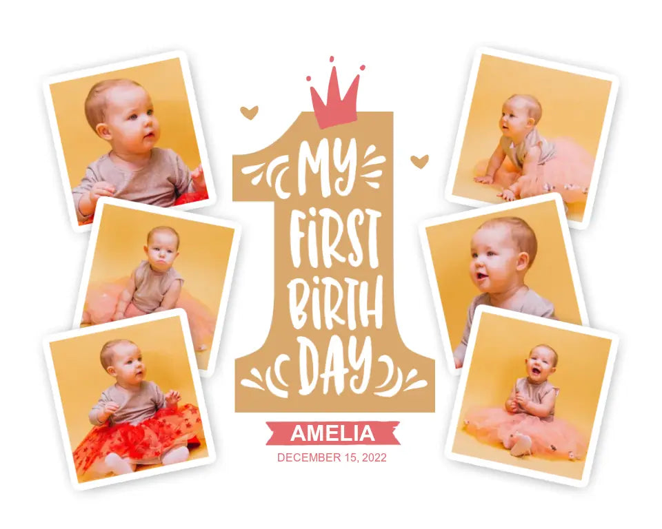 First Birthday Collage - Crowned Canvas
