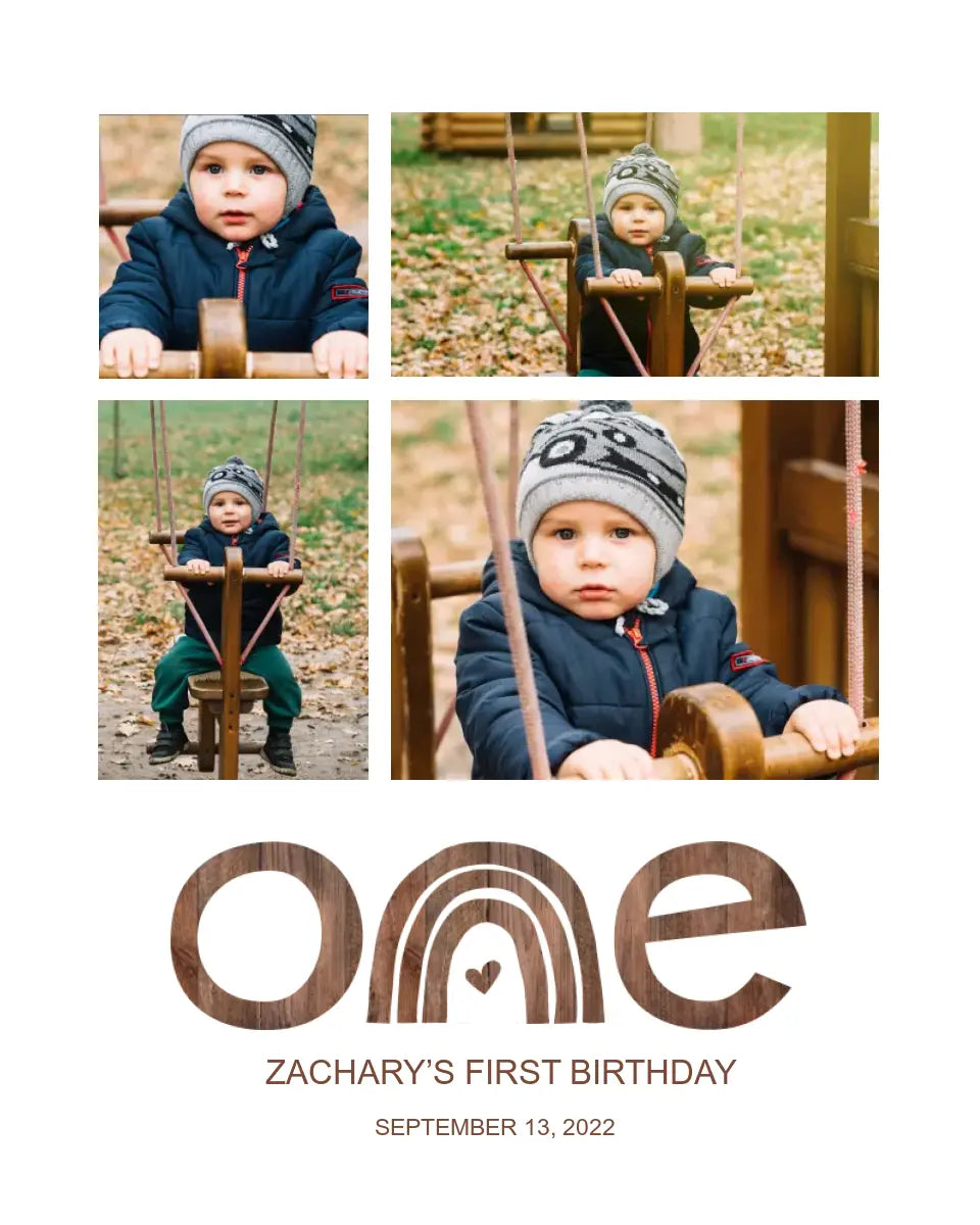 First Birthday Collage - Woodland Canvas