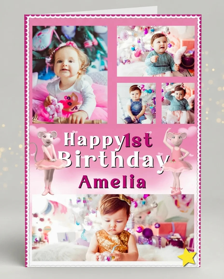Personalised Angelina Ballerina Mega Card displayed against a plain studio background
