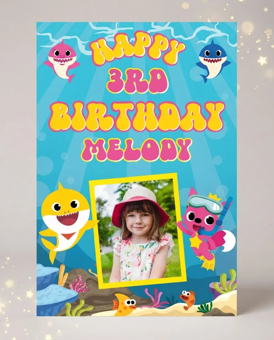 Personalised Baby Shark Mega Card displayed against a plain studio background