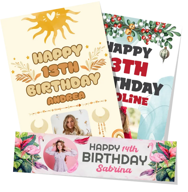 Personalised 6ft giant birthday mega card and matching party banner