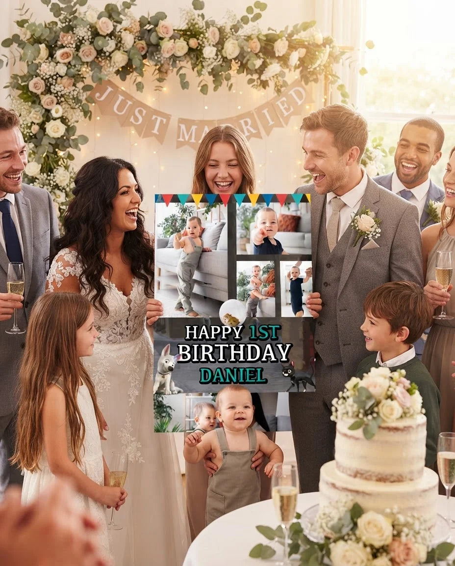 Friends and family celebrating with the personalised Bolt Mega Card