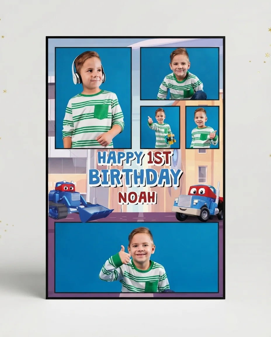 Personalised Carl The Supertruck Mega Card displayed against a plain studio background