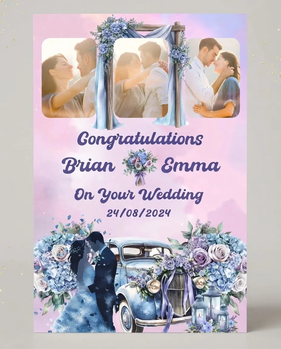 Personalised Coquette Winter Theme Wedding Mega Card displayed against a plain studio background
