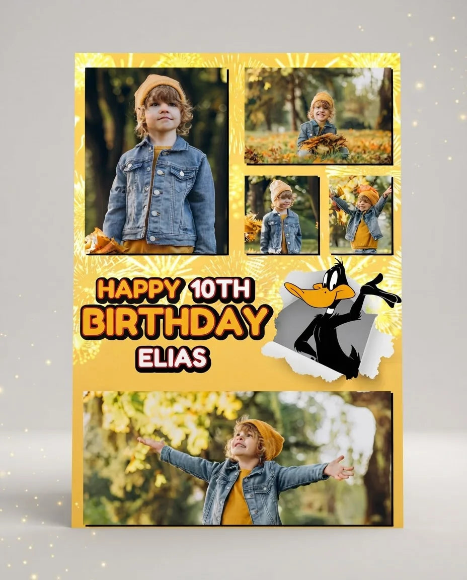 Personalised Daffy Duck Mega Card displayed against a plain studio background