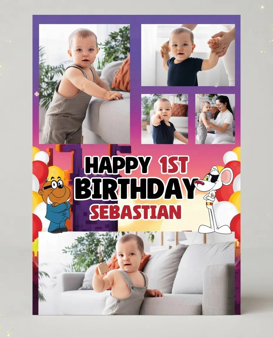 Personalised Danger Mouse Mega Card displayed against a plain studio background