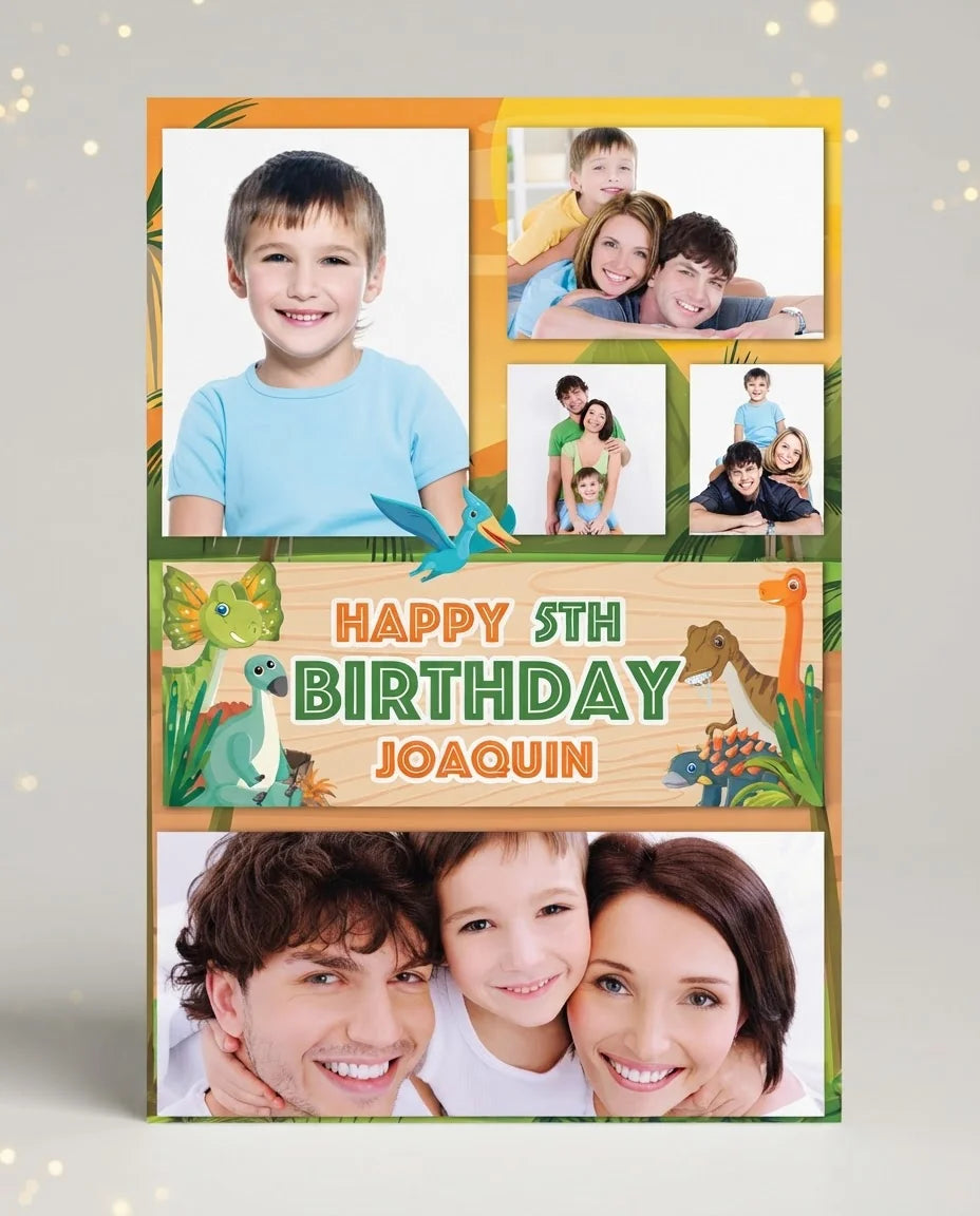 Personalised Dinosaurs Mega Card displayed against a plain studio background