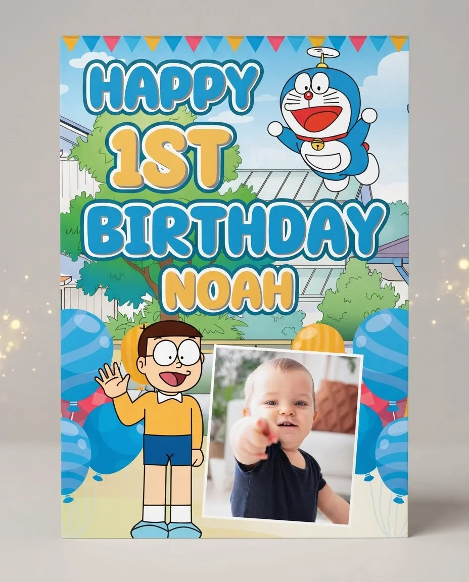 Personalised Doraemon Mega Card displayed against a plain studio background