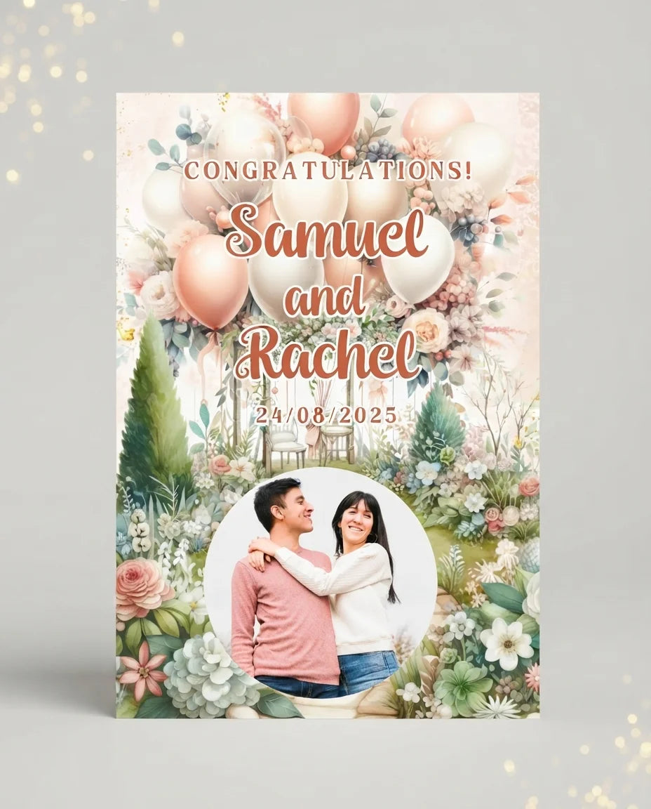 Personalised Dreamy Theme Wedding Mega Card displayed against a plain studio background