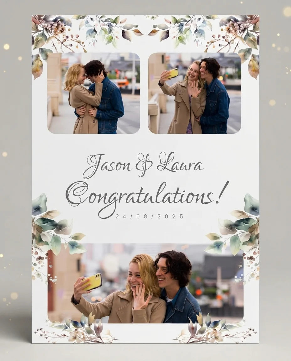 Personalised Fall Foliage Theme Wedding Mega Card displayed against a plain studio background