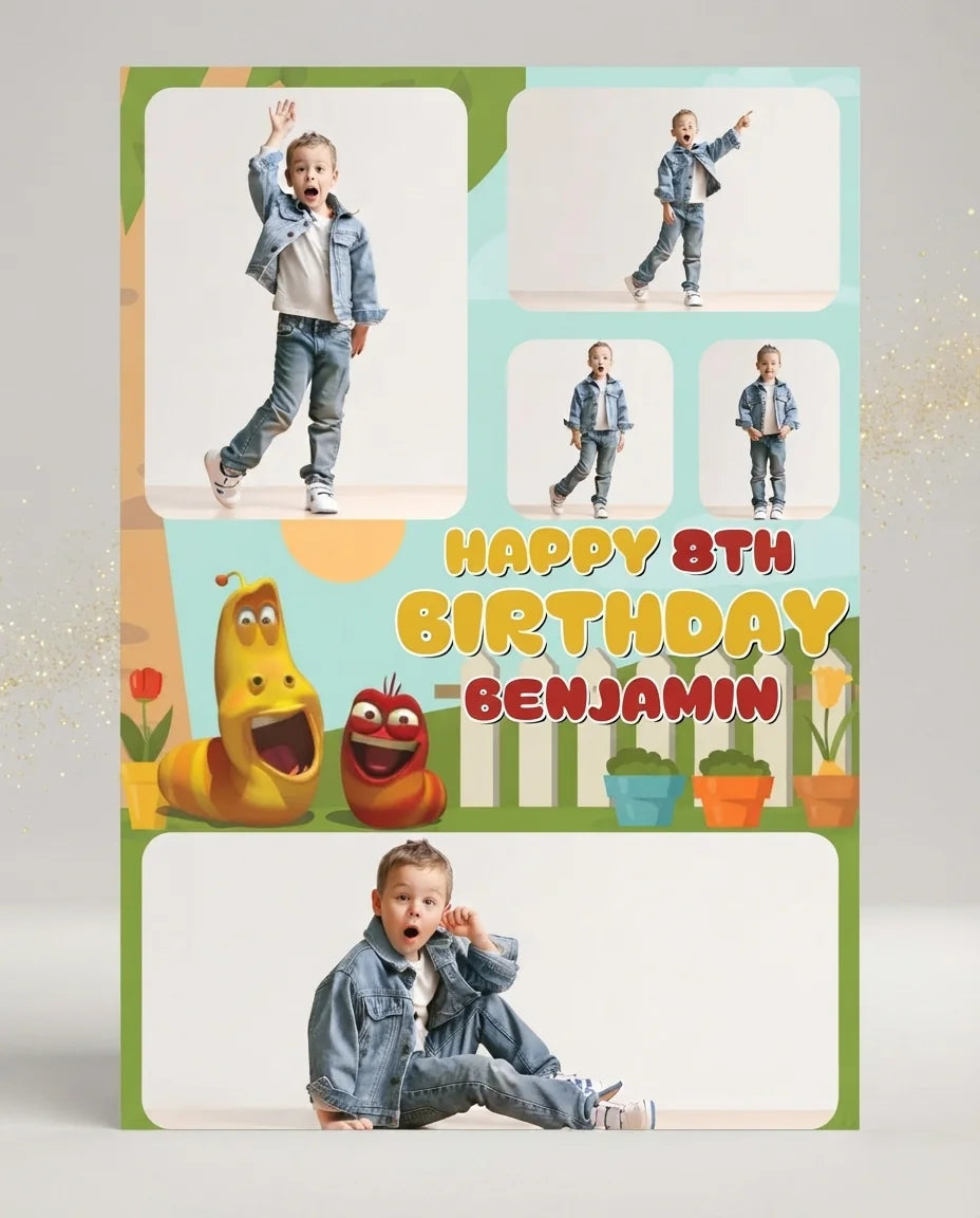 Personalised Larva Mega Card displayed against a plain studio background