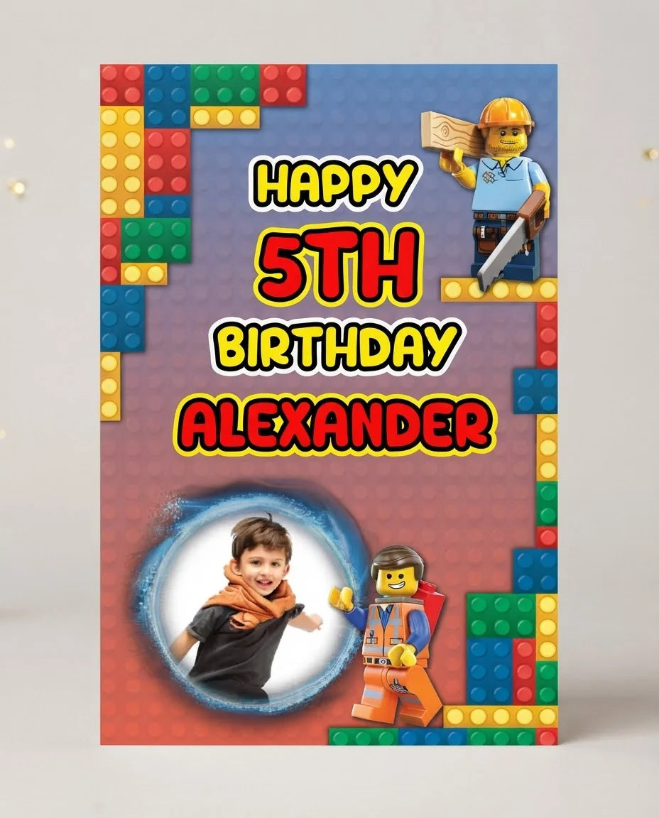 Personalised Lego Mega Card displayed against a plain studio background