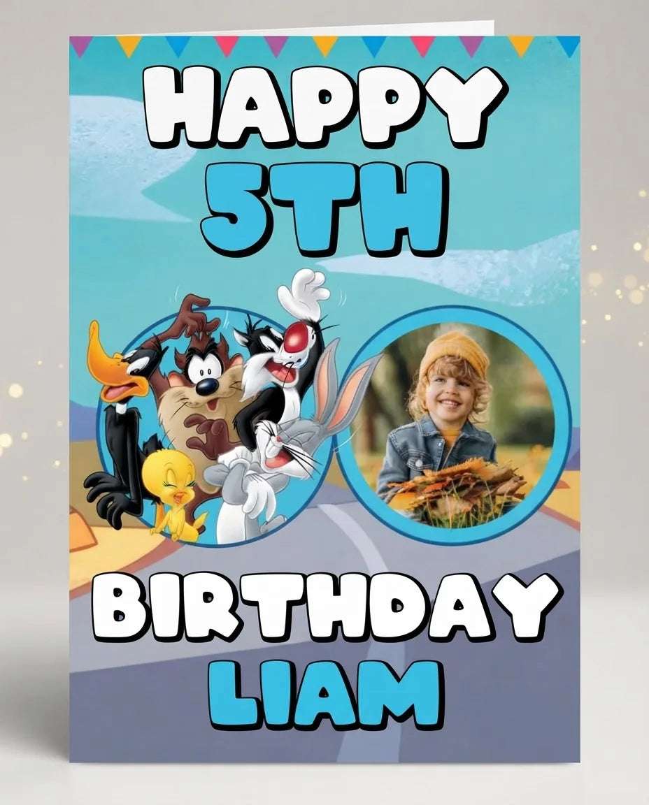 Personalised Looney Tunes Mega Card displayed against a plain studio background