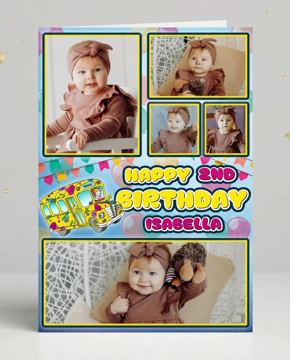 Personalised Magic Bus Mega Card displayed against a plain studio background