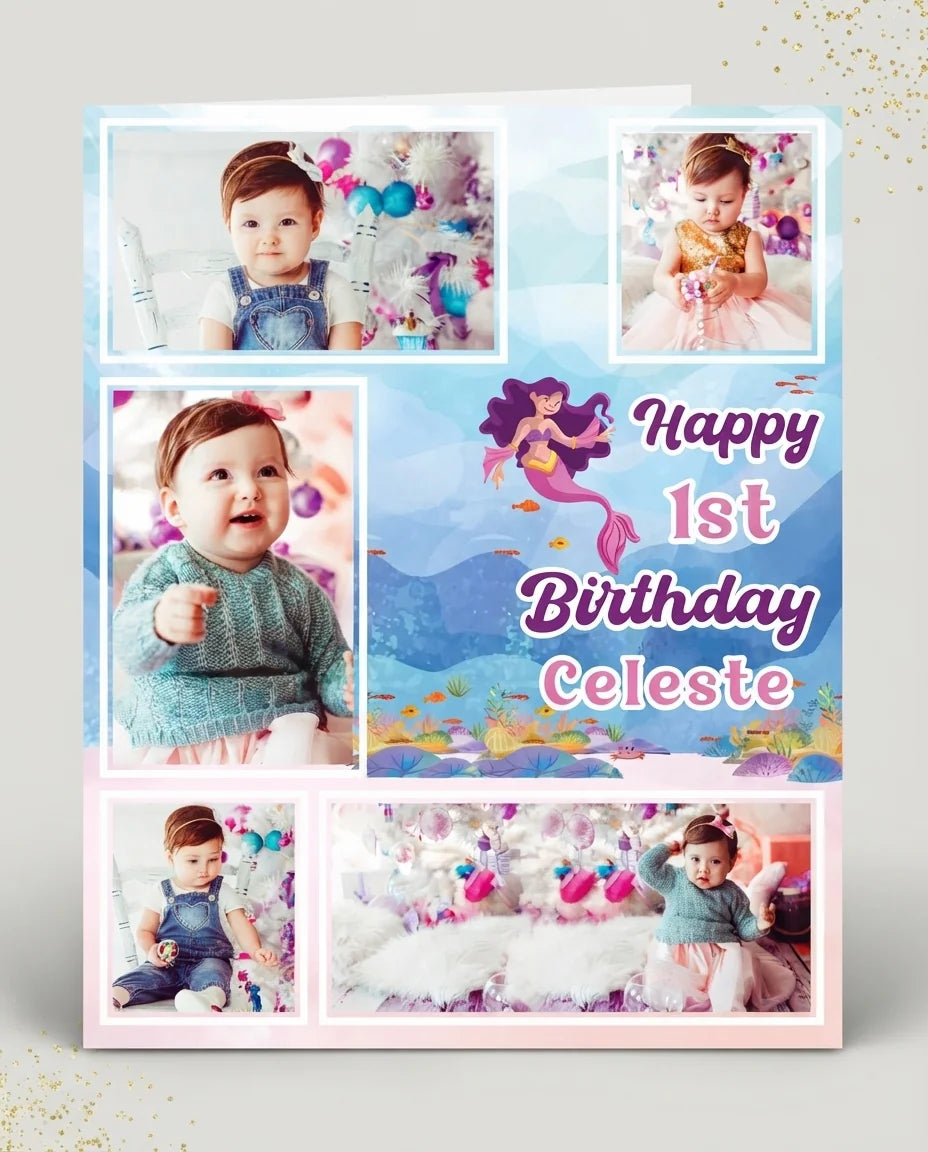 Personalised Mermaid Mega Card displayed against a plain studio background