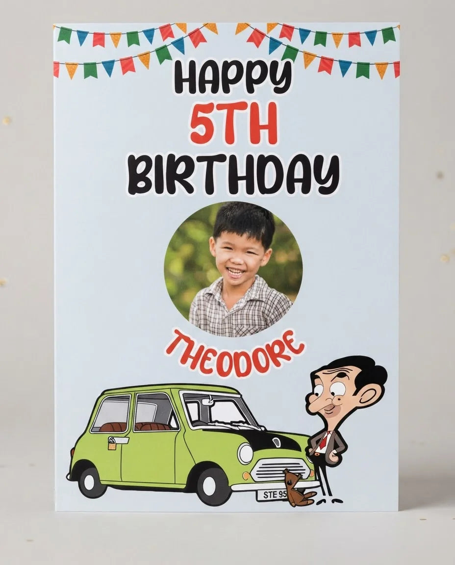 Personalised Mr. Bean Mega Card displayed against a plain studio background