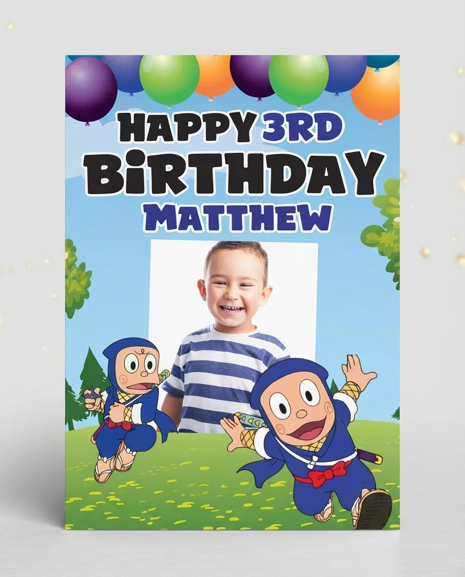Personalised Ninja Hattori Mega Card displayed against a plain studio background