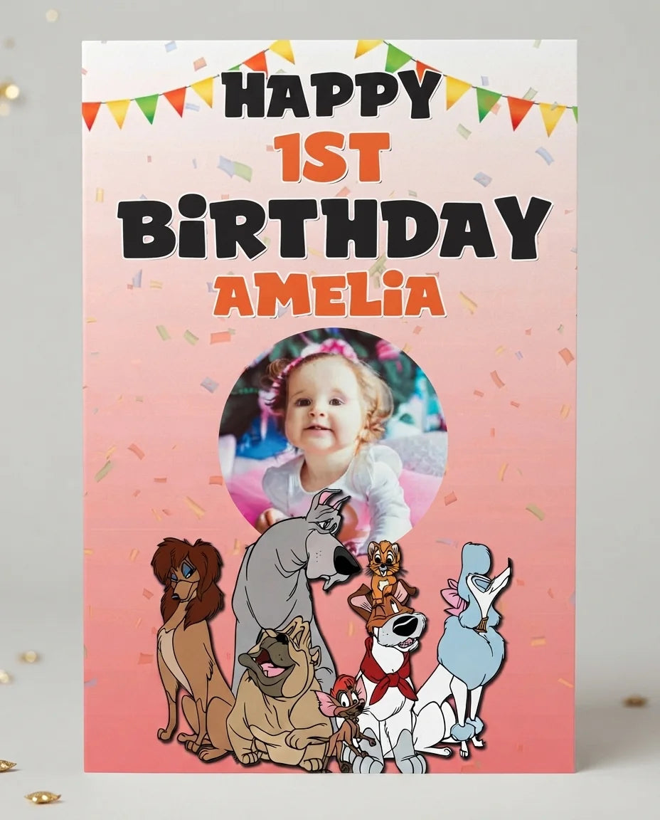 Personalised Oliver and Company Mega Card displayed against a plain studio background