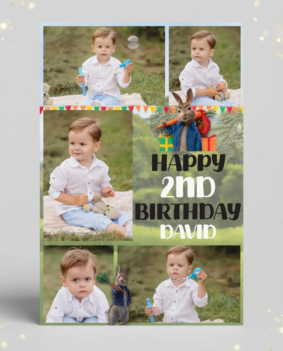Personalised Peter Rabbit Mega Card displayed against a plain studio background