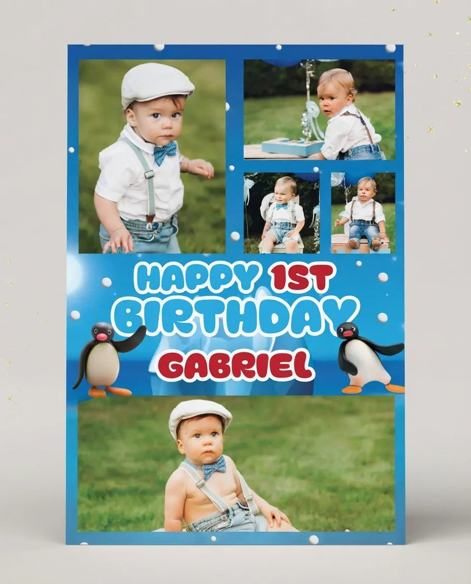 Personalised Pingu Mega Card displayed against a plain studio background