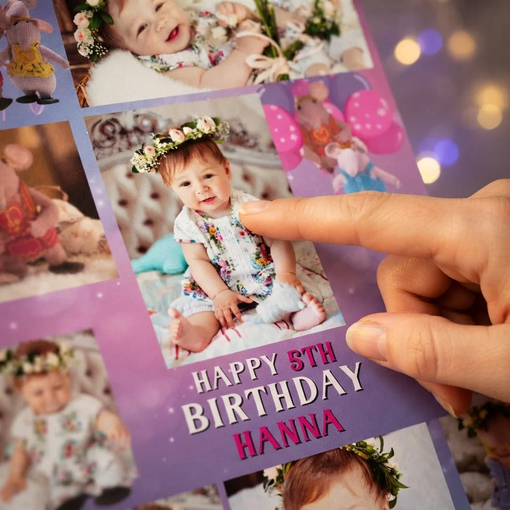 Close-up of the personalised name and photo printed on the The Clangers Mega Card