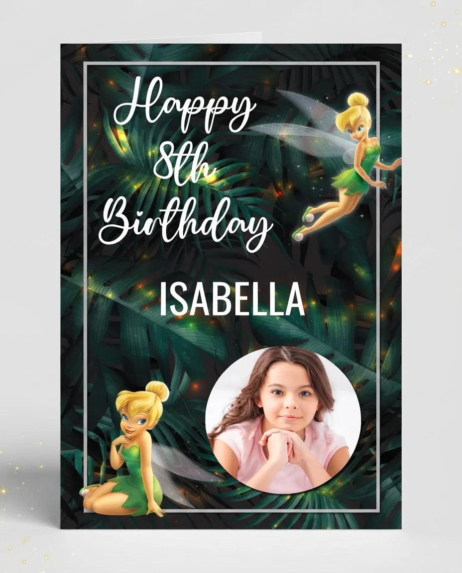 Personalised Tinkerbell Mega Card displayed against a plain studio background