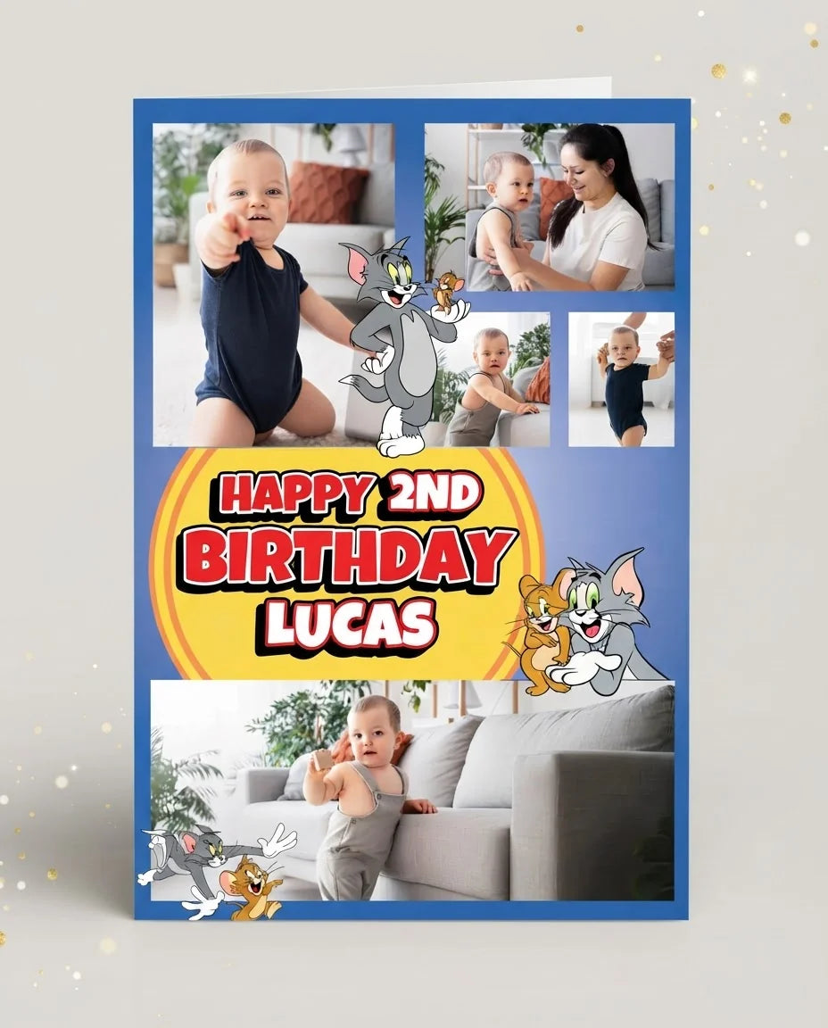 Personalised Tom and Jerry Mega Card displayed against a plain studio background