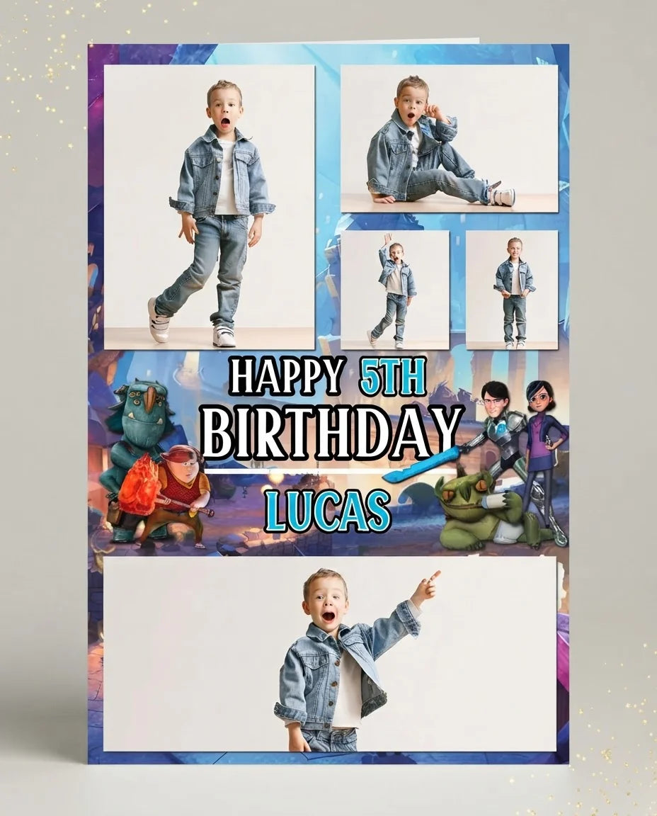 Personalised Troll Hunters Mega Card displayed against a plain studio background