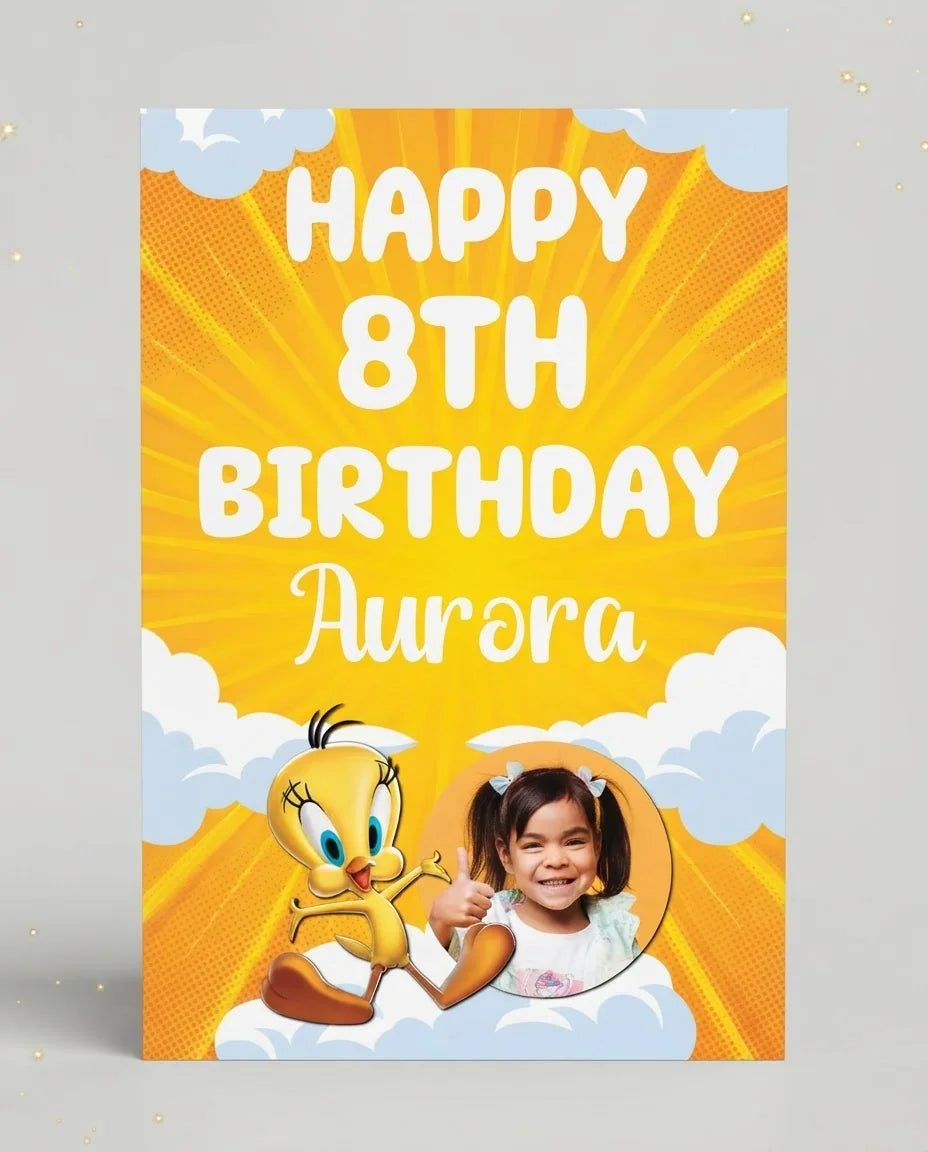 Personalised Tweety Mega Card displayed against a plain studio background